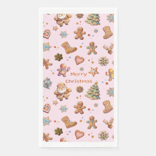 Merry Christmas Gingerbread Cute Fun Pink Napkin