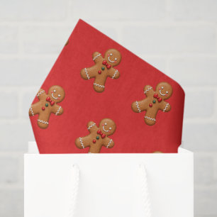 Merry Christmas Gingerbread Cute Red Holiday Gift Tissue Paper