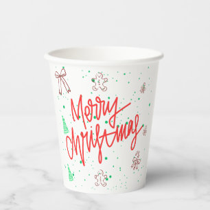 Merry Christmas Gingerbread Design. Paper Cups