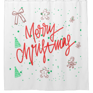Merry Christmas Gingerbread Design. Shower Curtain