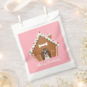 Merry Christmas Gingerbread Dog House Favour Bag