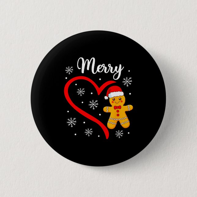 Merry Christmas Gingerbread Family Couples Xmas Pa 6 Cm Round Badge (Front)