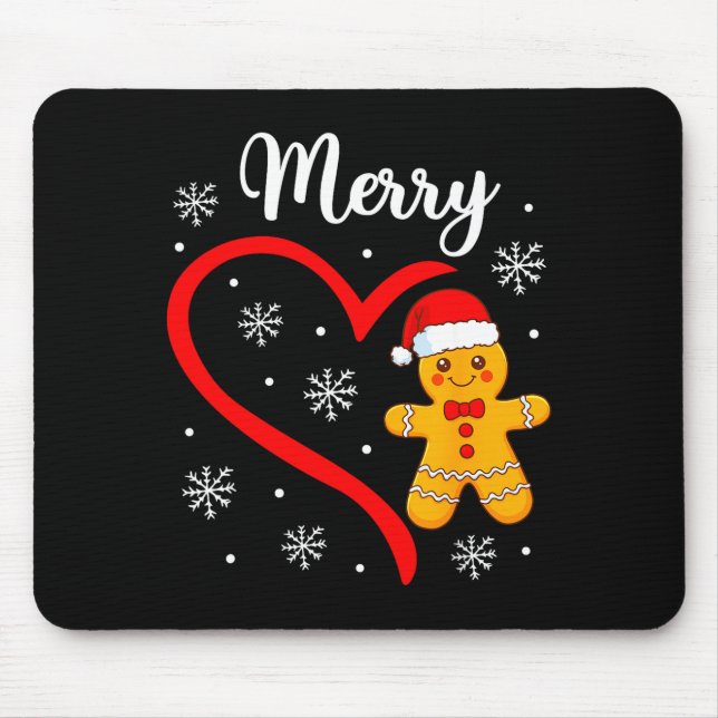 Merry Christmas Gingerbread Family Couples Xmas Pa Mouse Pad (Front)