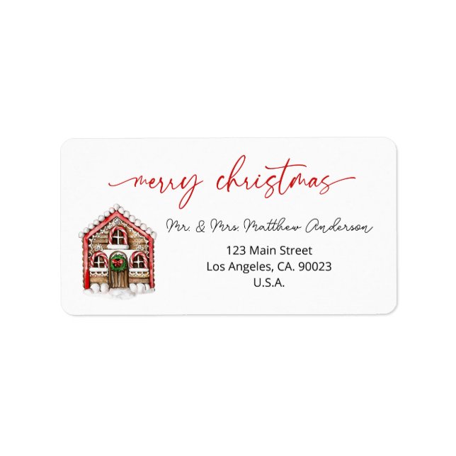 Merry Christmas Gingerbread Holiday Address Label (Front)
