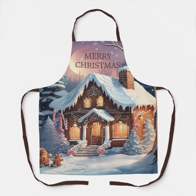 Merry Christmas Gingerbread House  Apron (Front)