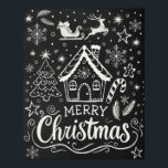 Merry Christmas Gingerbread House Chalkboard Poster<br><div class="desc">Bring festive cheer to your holiday decor with this charming chalkboard-style 'Merry Christmas' poster. Featuring a hand-drawn gingerbread house, snowflakes, and a whimsical sleigh flying through the night sky, this poster captures the cosy spirit of Christmas. The black-and-white chalk design gives it a nostalgic, rustic feel, perfect for those who...</div>