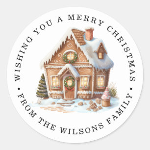 merry christmas Gingerbread house classic Round Sticker