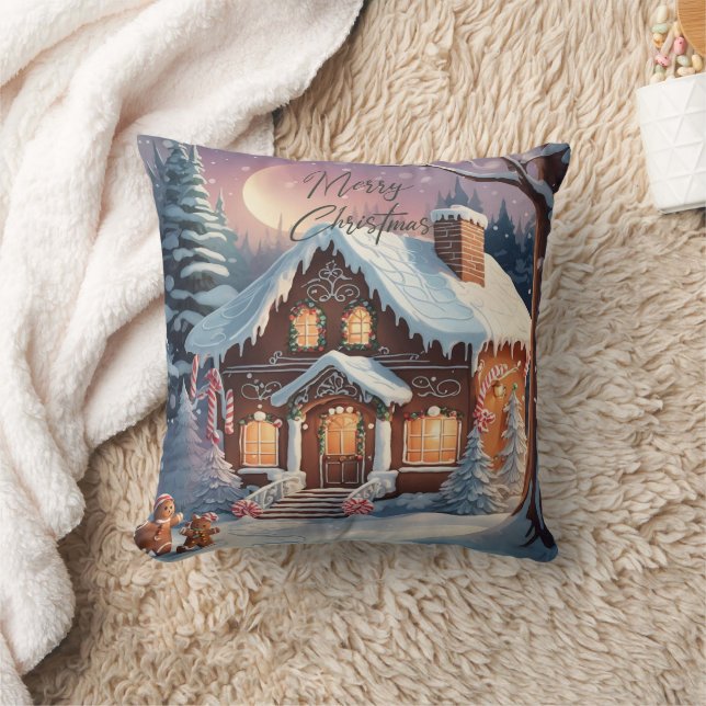 Merry Christmas Gingerbread House  Cushion (Blanket)