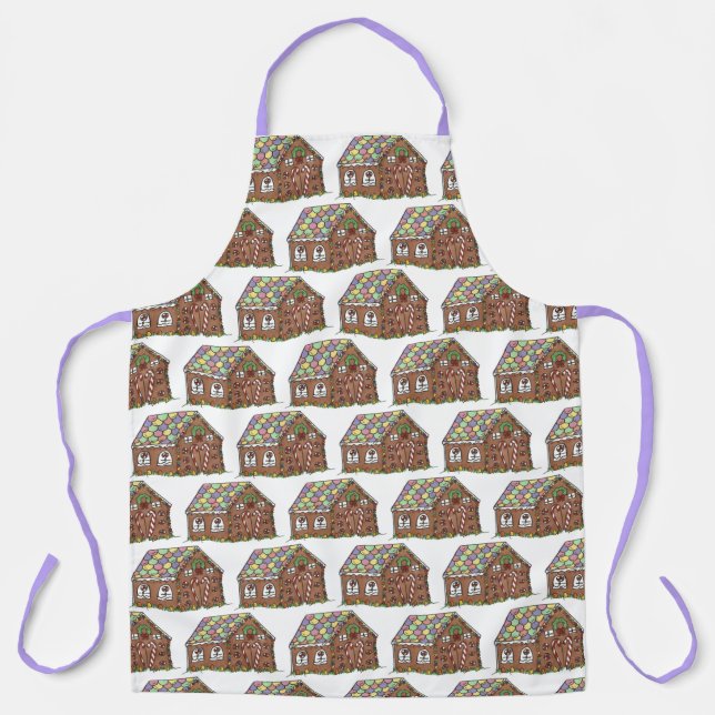 Merry Christmas Gingerbread House Happy Holidays Apron (Front)