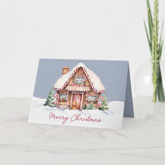 Merry Christmas Gingerbread House Holiday Card (Front)