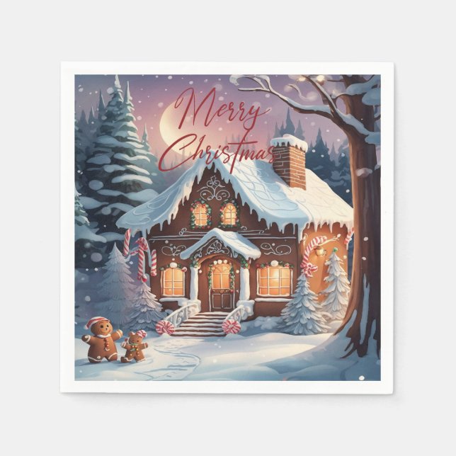 Merry Christmas Gingerbread House Holiday Party  Napkin (Front)