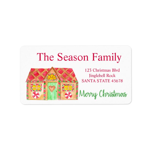 Merry Christmas Gingerbread house Label (Front)