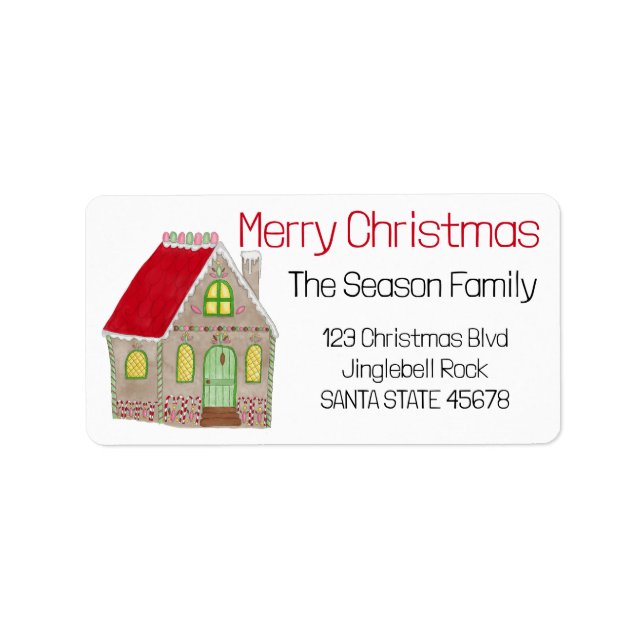 Merry Christmas Gingerbread house Label (Front)