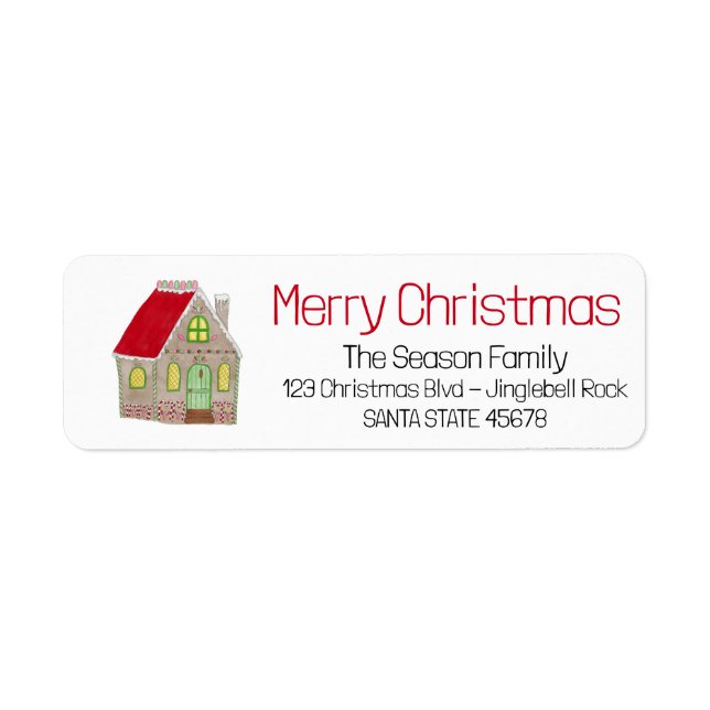 Merry Christmas Gingerbread house Label Return Address Label (Front)