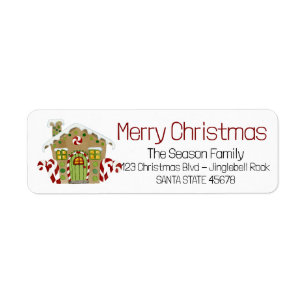 Merry Christmas Gingerbread house Label Return Address Label