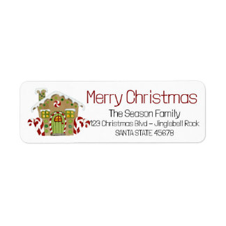 Merry Christmas Gingerbread house Label Return Address Label
