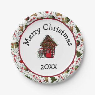 Merry Christmas Gingerbread House Plates