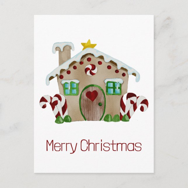 Merry Christmas Gingerbread house Postcard (Front)