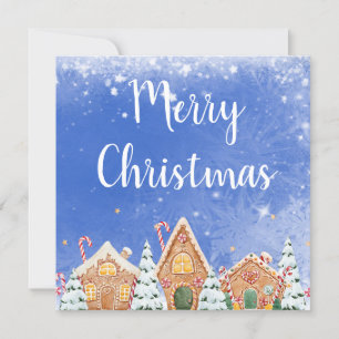 Merry Christmas Gingerbread House with Candy Canes Invitation