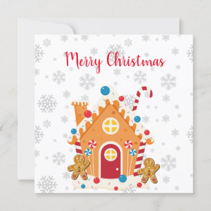 Merry Christmas Gingerbread House with Gingerbread Invitation
