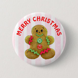 Merry Christmas Gingerbread man 6 Cm Round Badge