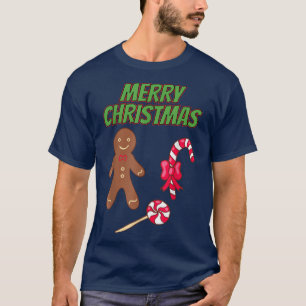 Merry Christmas Gingerbread man Bakery Candy cane T-Shirt