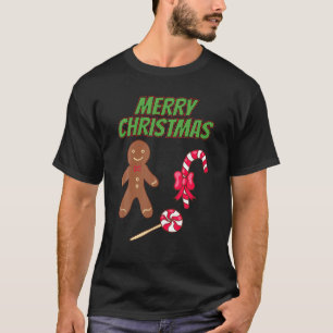 Merry Christmas Gingerbread man Bakery Candy cane T-Shirt