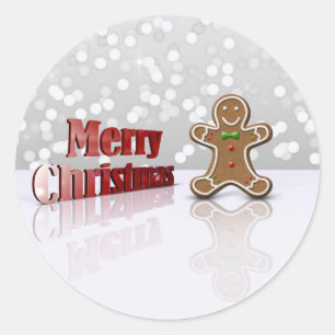 Merry Christmas Gingerbread Man Classic Round Sticker