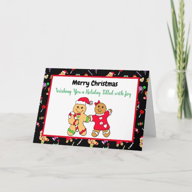Merry Christmas Gingerbread Man Holiday Recipe  Ca Card (Front)