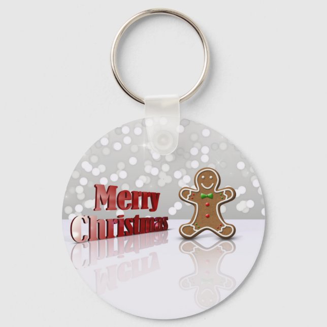 Merry Christmas Gingerbread Man Key Ring (Front)