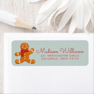 Merry Christmas Gingerbread Man Return Address Label