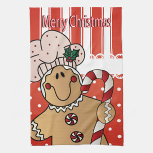 Merry Christmas Gingerbread Man Tea Towel