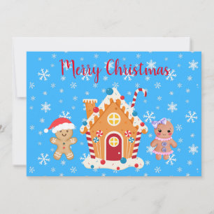 Merry Christmas Gingerbread Man, Woman, & House Invitation