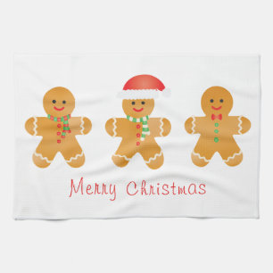 Merry Christmas Gingerbread Men Tea Towel
