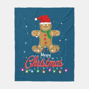 Merry Christmas Gingerbread Merry Christmas Cookie Fleece Blanket