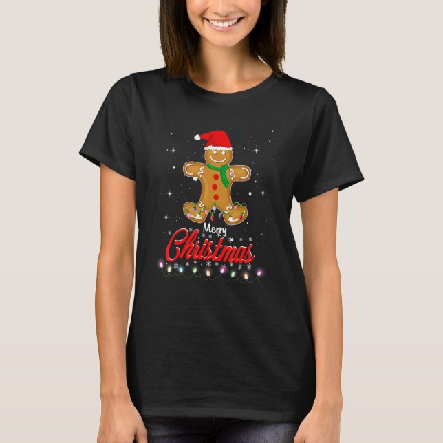 Merry Christmas Gingerbread Merry Christmas Cookie T-Shirt (Front)