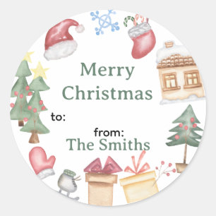 Merry Christmas Gingerbread Santa Hat Classic Round Sticker