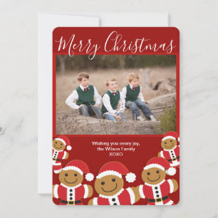 Merry Christmas Gingerbread Santa Photo Christmas  Holiday Card
