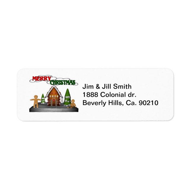 Merry Christmas Gingerbread Scene Return Address Label (Front)