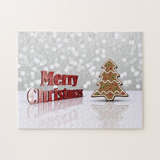 Merry Christmas Gingerbread Tree Jigsaw Puzzle (Horizontal)