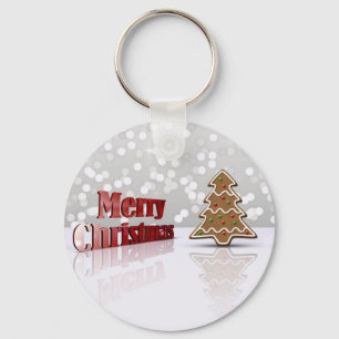 Merry Christmas Gingerbread Tree Key Ring