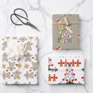 Merry Christmas Gingerbread Wrapping Paper Sheets
