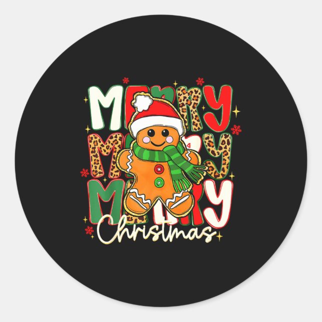 Merry Christmas Gingerbread Xmas Coquette Tis The  Classic Round Sticker (Front)