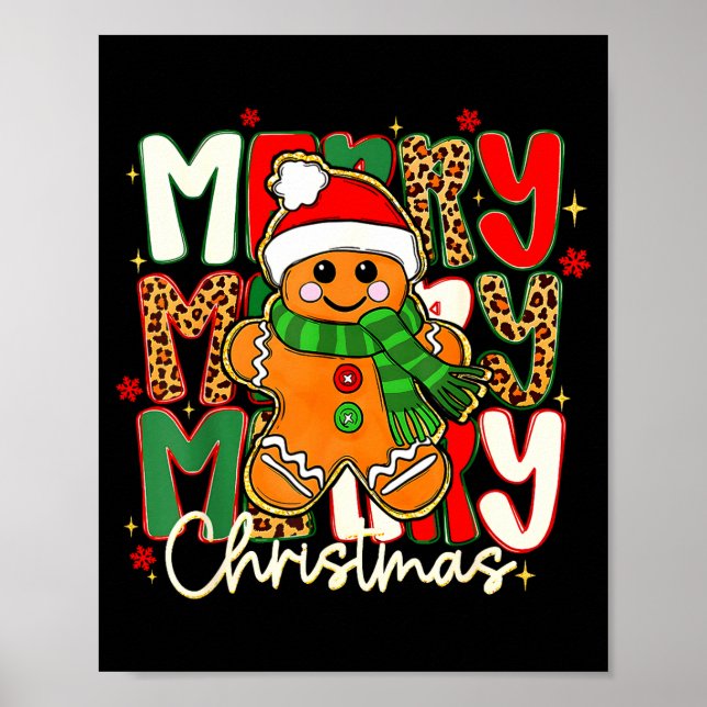 Merry Christmas Gingerbread Xmas Coquette Tis The  Poster (Front)