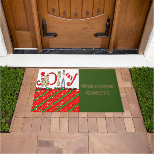 Merry Christmas Gingerman Green Matt Doormat