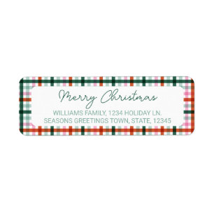 Merry Christmas Gingham Return Address  Label
