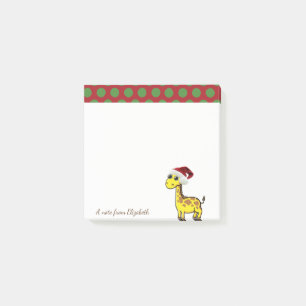 Merry Christmas,Giraffe Santa Hat -Personalised Post-it Notes