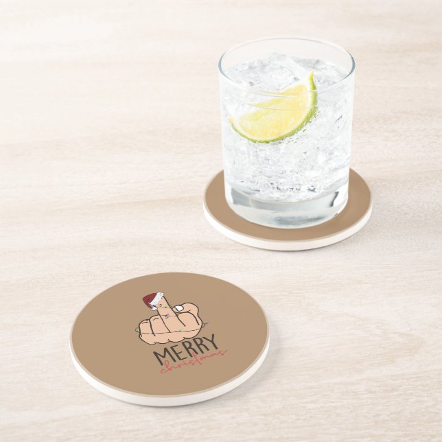 Merry Christmas Giving the Finger Coaster (Side)