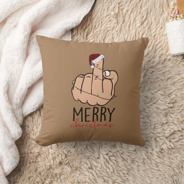 Merry Christmas Giving the Finger Cushion (Blanket)