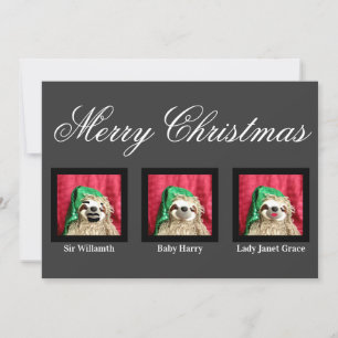 Merry Christmas Glam Family Fun Sloth Customisable Holiday Card